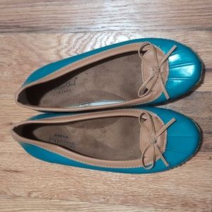 Western Chief teal green rubber flats/moccasins